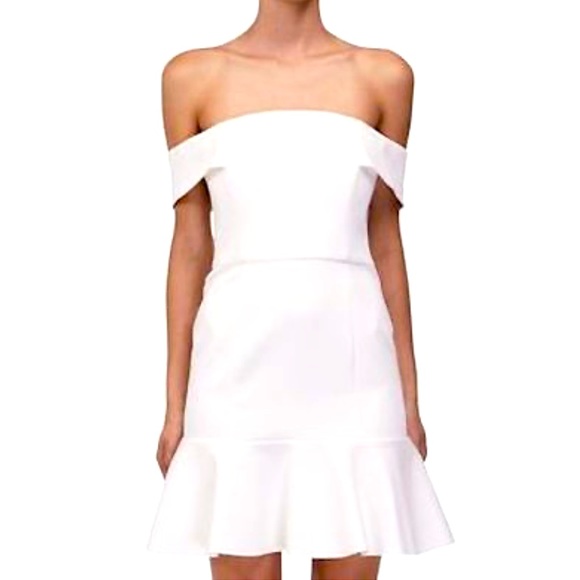 NICHOLAS Dresses & Skirts - N/Nicholas ~ Designer Off the Shoulder Ponti Mini Dress in White